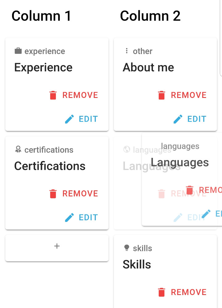Resume drag and drop